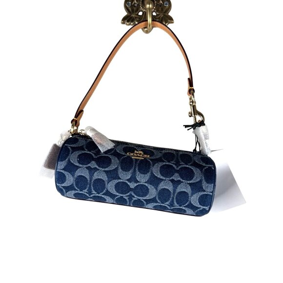 Coach Handbags - NWT Coach Nolita Barrel Bag In Denim Signature Jacquard Gold Midnight Navy